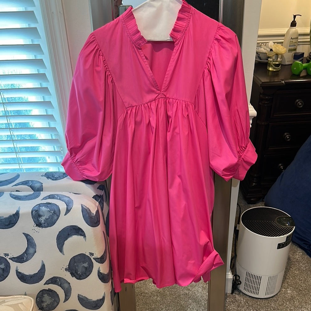 Entro Pink Oversized Blouse with Mandarin Collar